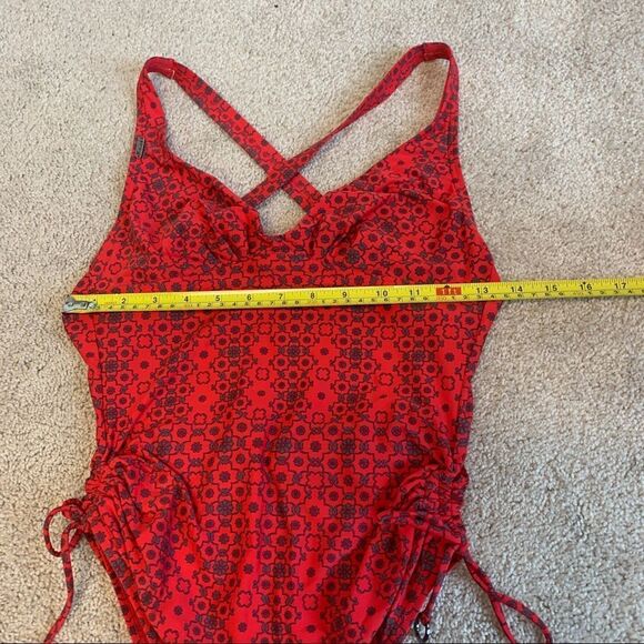 LOLE red floral Geometric print one piece swimsuit Sz S - Picture 7 of 9